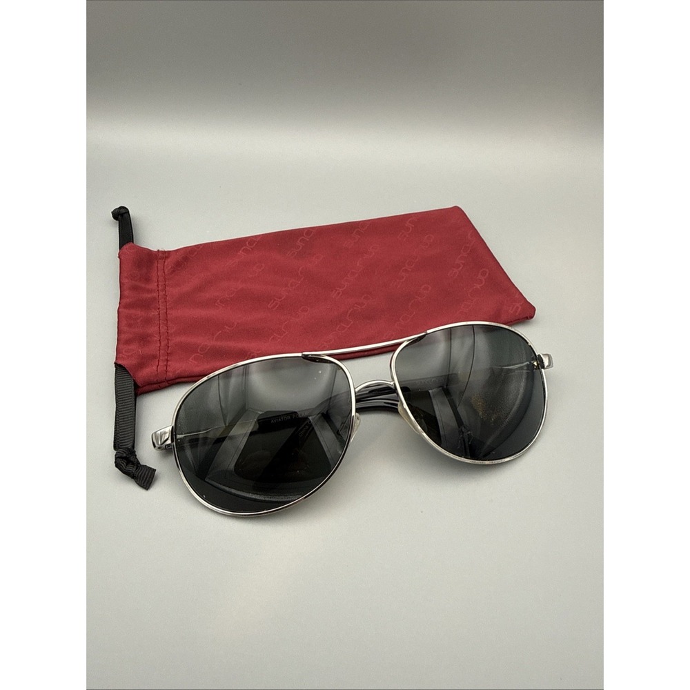 Suncloud Aviator Genuine Silver/Black Frame -Green Polarized Lens Vtg w/bag READ